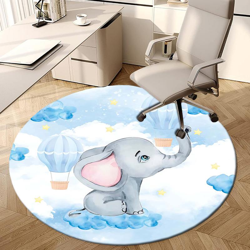 1PC Elephant Clouds Non-Slip Floor Round carpet, Office, family, bedroom, Large Area Rug Indoor Rugs,  Durable Polyester-Z0405