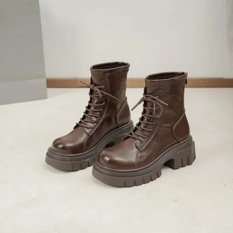 Fashion 2024 Silver Leather Winter Short Boots Thick Sole Square Heel Ankle Boots Side Zipper Frenum Brown Matte Women's/Men Shoes 35-43