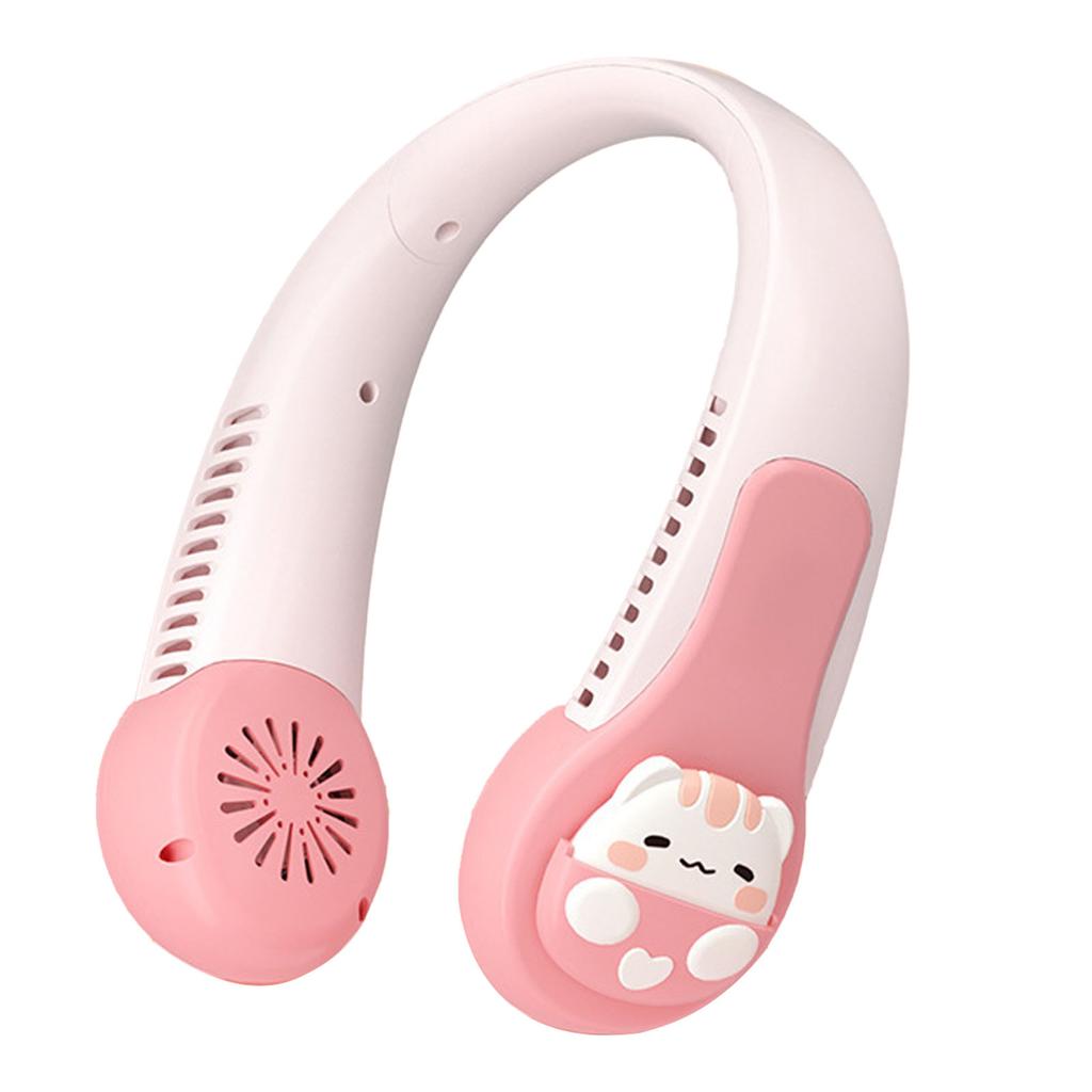 Neck Fan Cartoon Cooling Fan Portable USB Rechargeable Quiet Operation Anti Twist AC Fan with Built in Battery for Kids