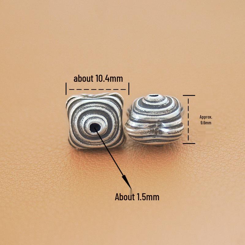 Thailand Chiang Mai Sterling Silver Square Beads Women s Handmade Bracelet Necklace DIY Accessories.