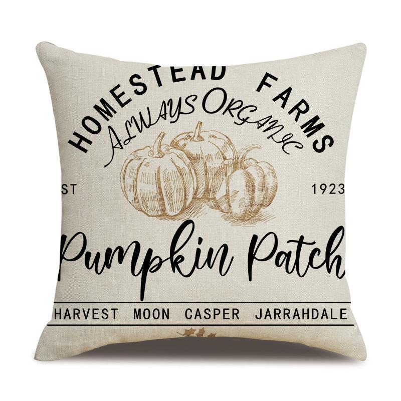 Thanksgiving Linen Pillow Case Autumn Pumpkin Print Supply Pillow Cushion Cover Premium Durable Quality Useful