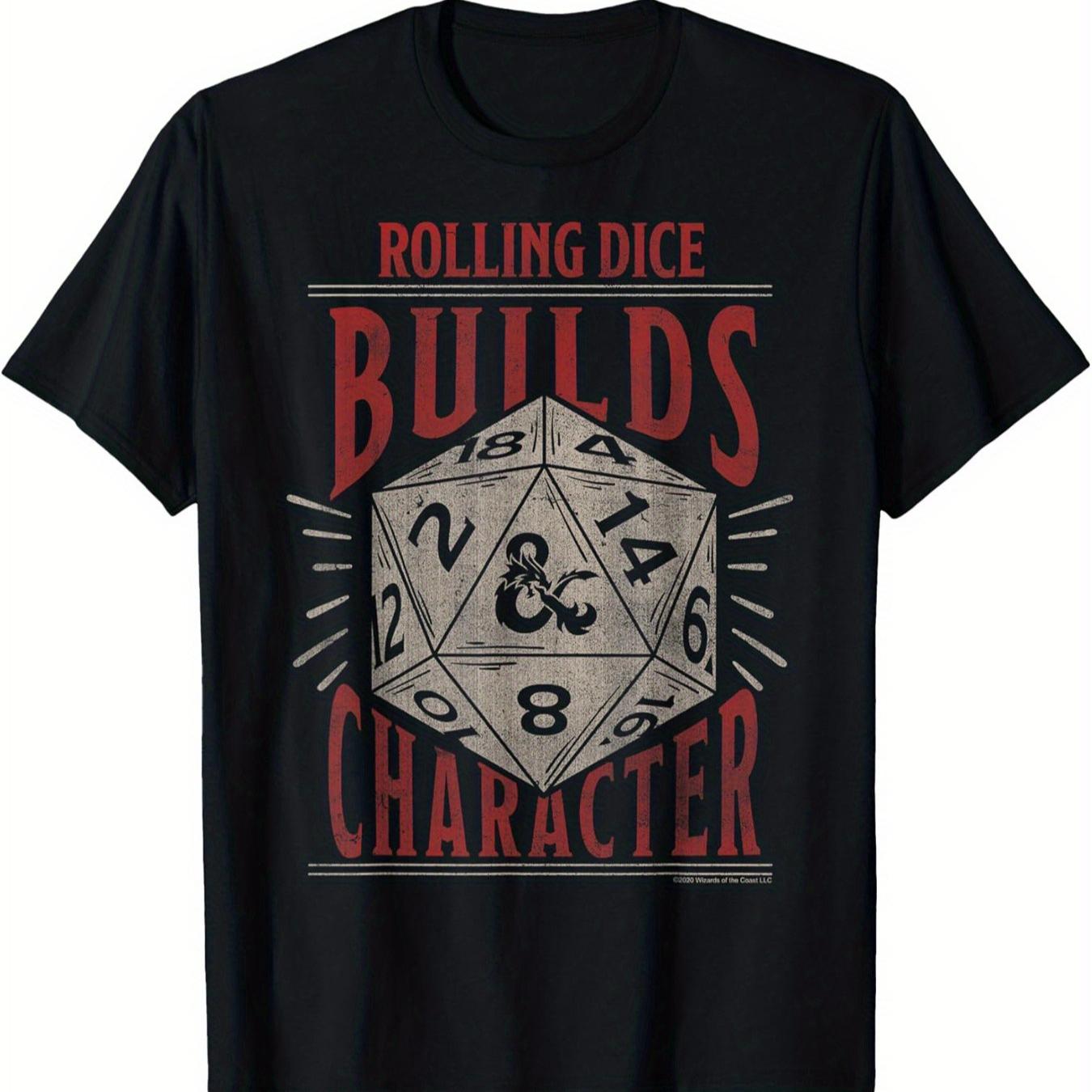 

Game Player Builds Character Rolling Dice TShirt 100 Cotton ONeck Short Sleeve Summer Casual Mens Tshirt Streetwear S