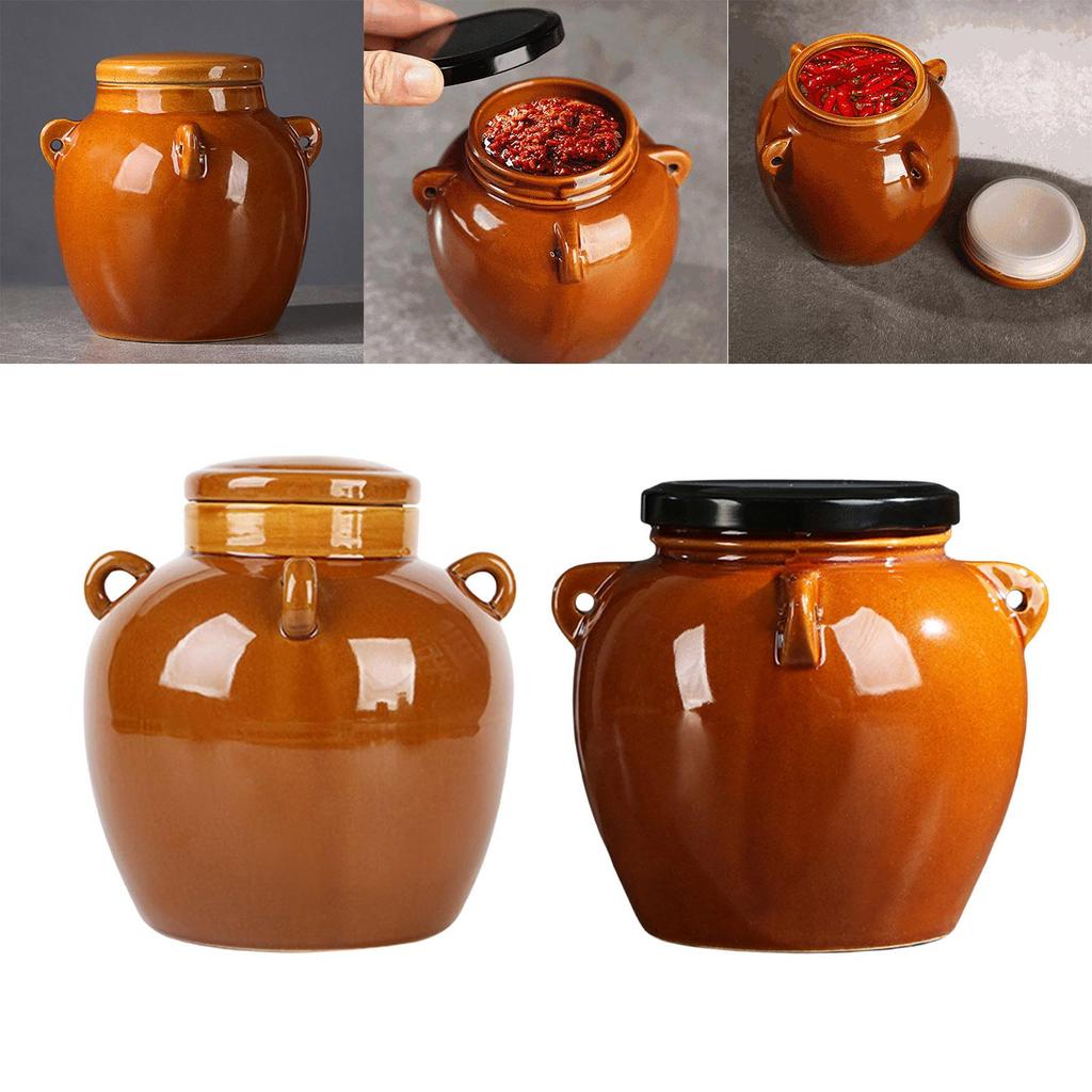 Keramik Vorratsglas mit Deckel Handgemachtes Deko-Set Langlebige Behälter Beschläge Traditionell für Gurken Zuhause Tisch Küche