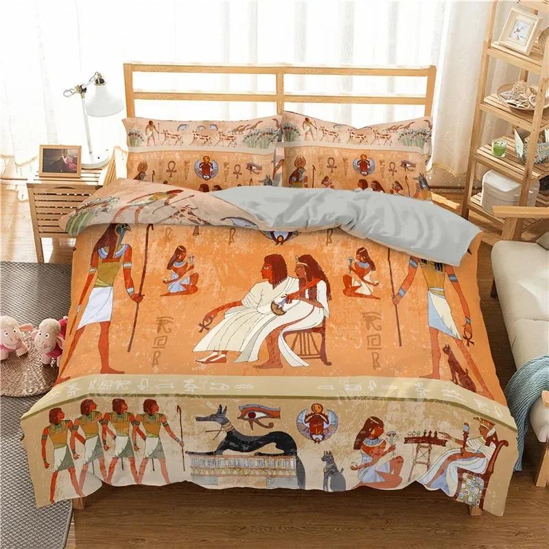 Ägyptisch Altes Ägypten Stamm Bequeme Bettdecke Bettbezug Kissenbezug Bettwäscheset Kinder Schlafzimmer Dekoration Heimtextil