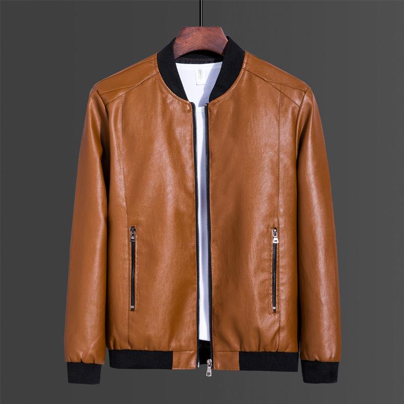 Chaqueta de cuero para hombre, primavera y otoño, nueva versión coreana, tendencia, chaqueta de cuero de marca de moda delgada, chaqueta de béisbol de gran tamaño, ropa para hombre