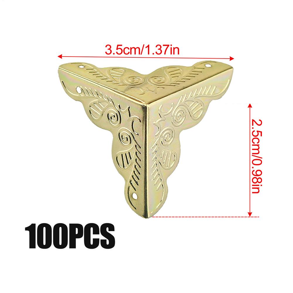 100PCS Retro Box Corner Protectors Decorative Box Corner Guard Elegant Corner Protectors for Wooden Steps Stair Dust Corners