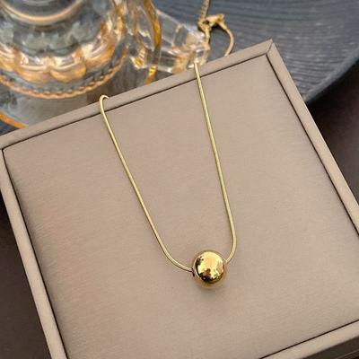 Titanium Steel Simple Bead Pendant Necklace Collarbone Chain Personality Fashion Design Accessories Jewelry Girls Gift
