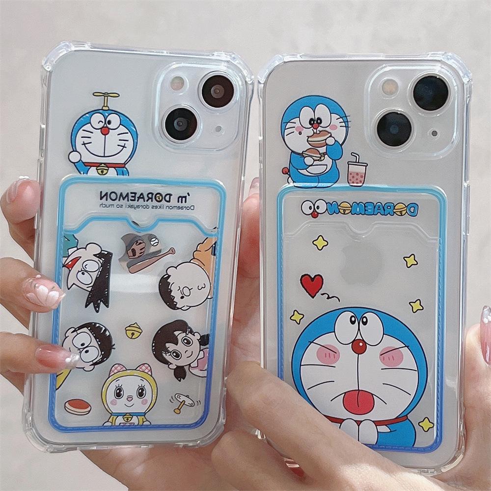 Blue Cartoon Card Insertable Apple iPhone Case for 13/14/12Pro, XR/XsMax, and 15.