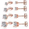 925 Sterling Silver Stud earrings Set | White Gold Plated Hypoallergenic Stud Earrings | Cubic Zirconia Stud Earrings for Women