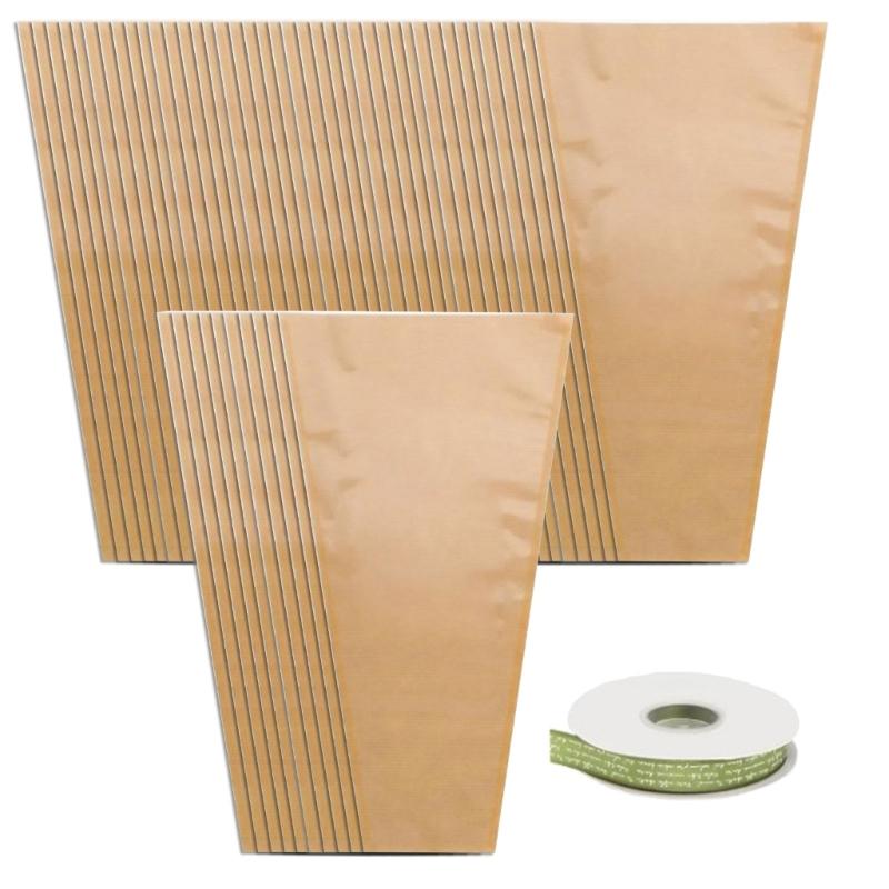 

50Pcs Brown Kraft Paper Bouquets Sleeves Practical Kraft Paper Flower Wrapping Bag for Elegant Bouquets Presentation 1