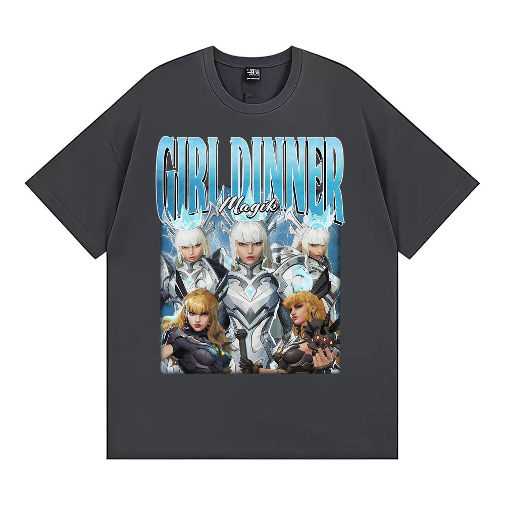 Anime Girl Dinner Magik Vintage Graphic T Shirt Marvel Rivals Characters T-shirts Men Women Y2k Fashion Casual Oversized T-shirt