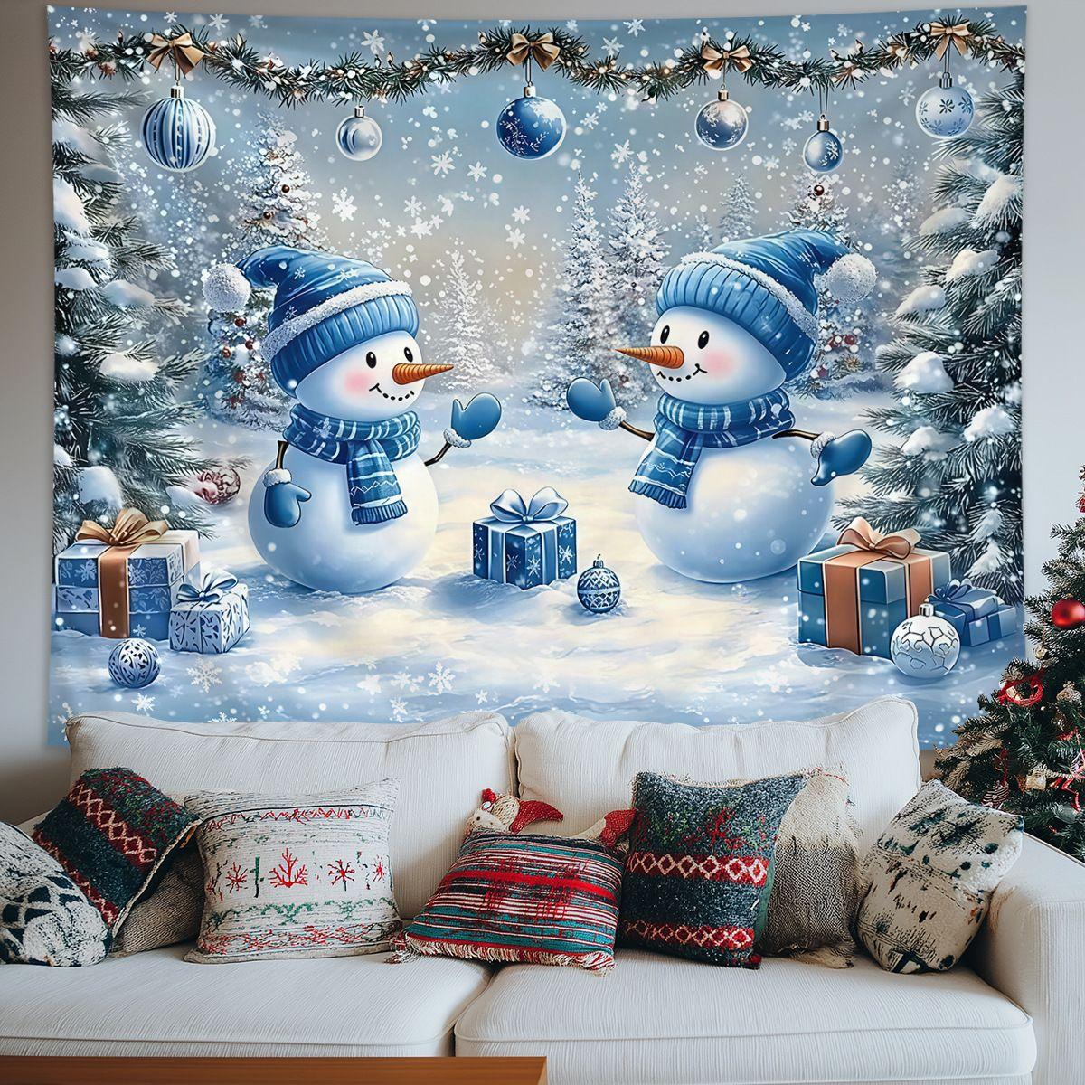 Tapestry Bohemian Style Christmas Snow Landscape 75x100 чёрный