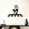 Modern Black Cat Key Holder Wall Mounted Metal Hanger with 5 Hooks Gift for Cat Lovers