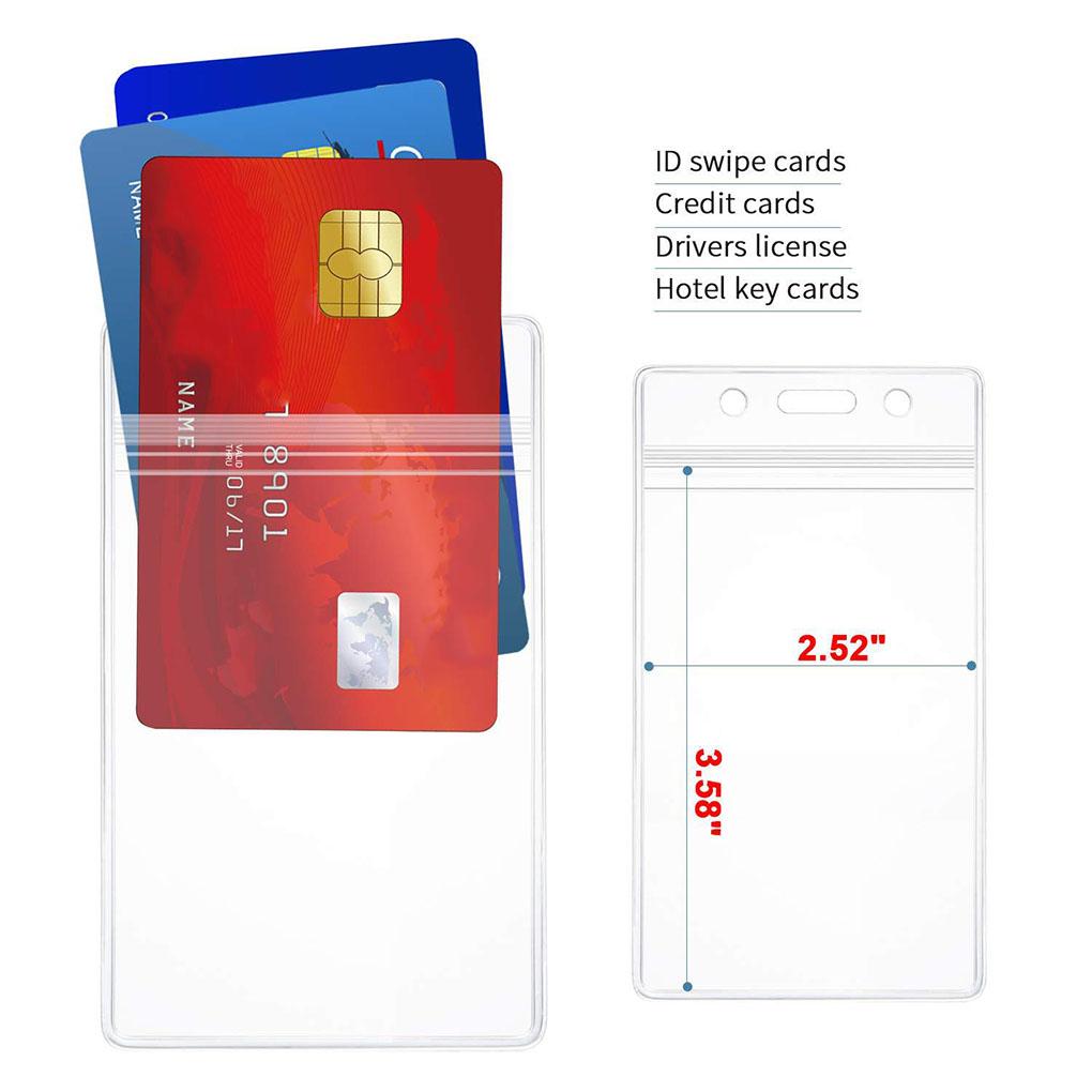 10 Pieces Waterproof Plastic Card Holder Transparent Badge Name Tag Pre-punched Cardholder with Resealable Zip