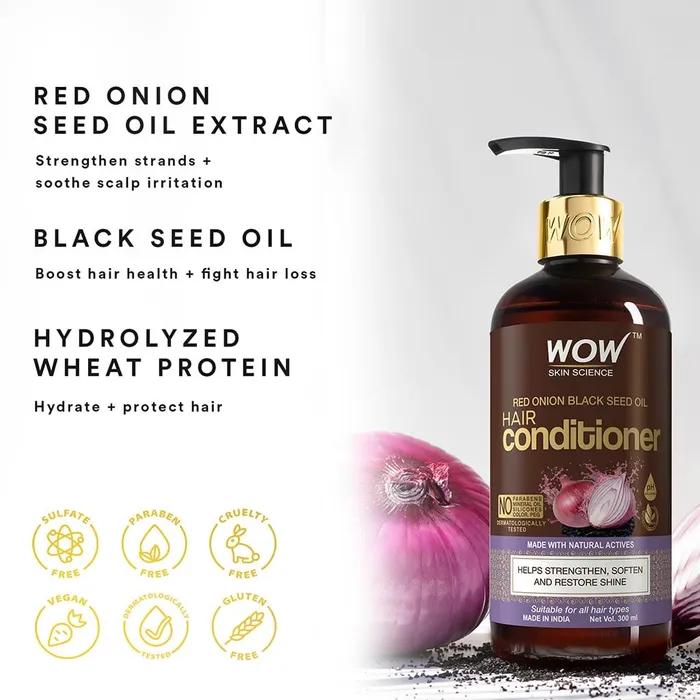 Wow Skin Science Kit de shampoing et revitalisant à l'huile de graines noires d'oignon rouge de pomme