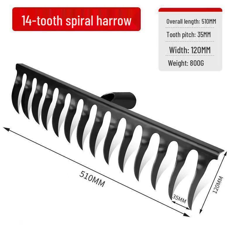 Manganese Steel Hand-Forged Spiral Rake: Multifunctional Garden Tool