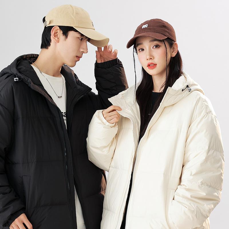 Men's Winter Casual Sports Down Jacket Hooded Warm Solid Color Windproof Couple Teen Jacket Trendy Winter Wear
