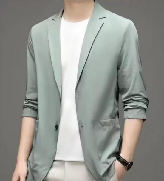Men's High-End Ultra-Thin Ice Silk Sun Protection Jacket - Single-Breasted Casual Summer Suit