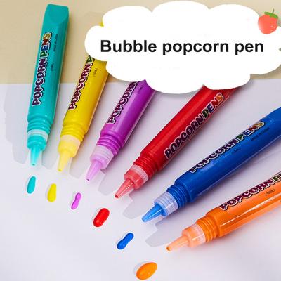 6Pcs Bubble Popcorn Pen Bright Color DIY Drawing Pens Whimsical 3D Art Fluffy Bubble Pen for Children