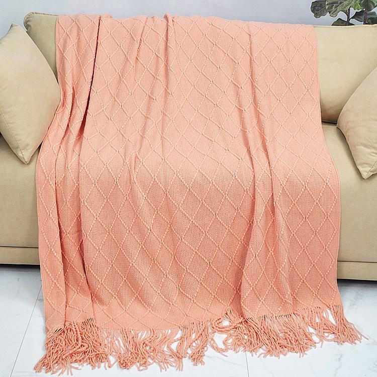 Bohemian Knitted Throw Blanket for Bed, Sofa, or Office Nap
