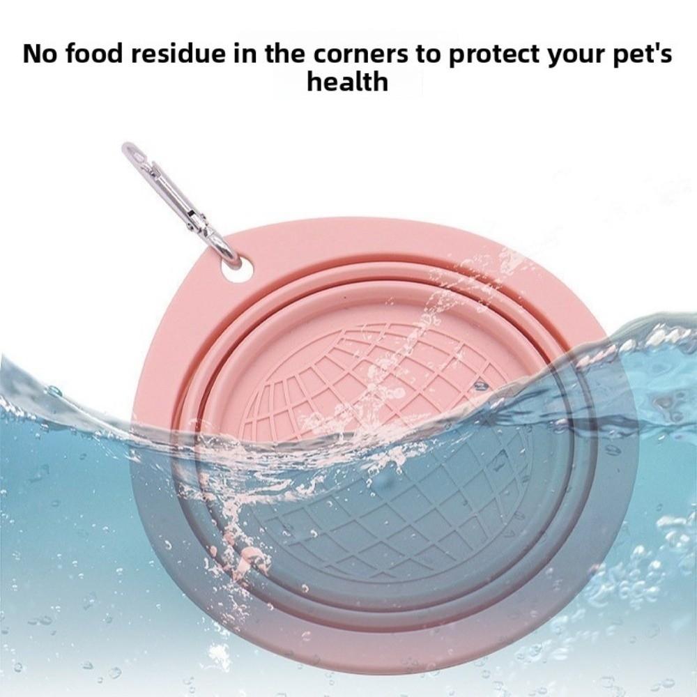 with Carabiner Silicone Pet Bowl Solid Color Puppy Water Container  Outdoor Travel