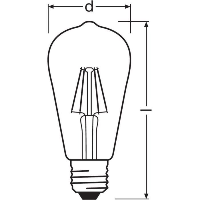 OSRAM Ampoule filament LED E27 6 W équivalent à 60 W blanc chaud