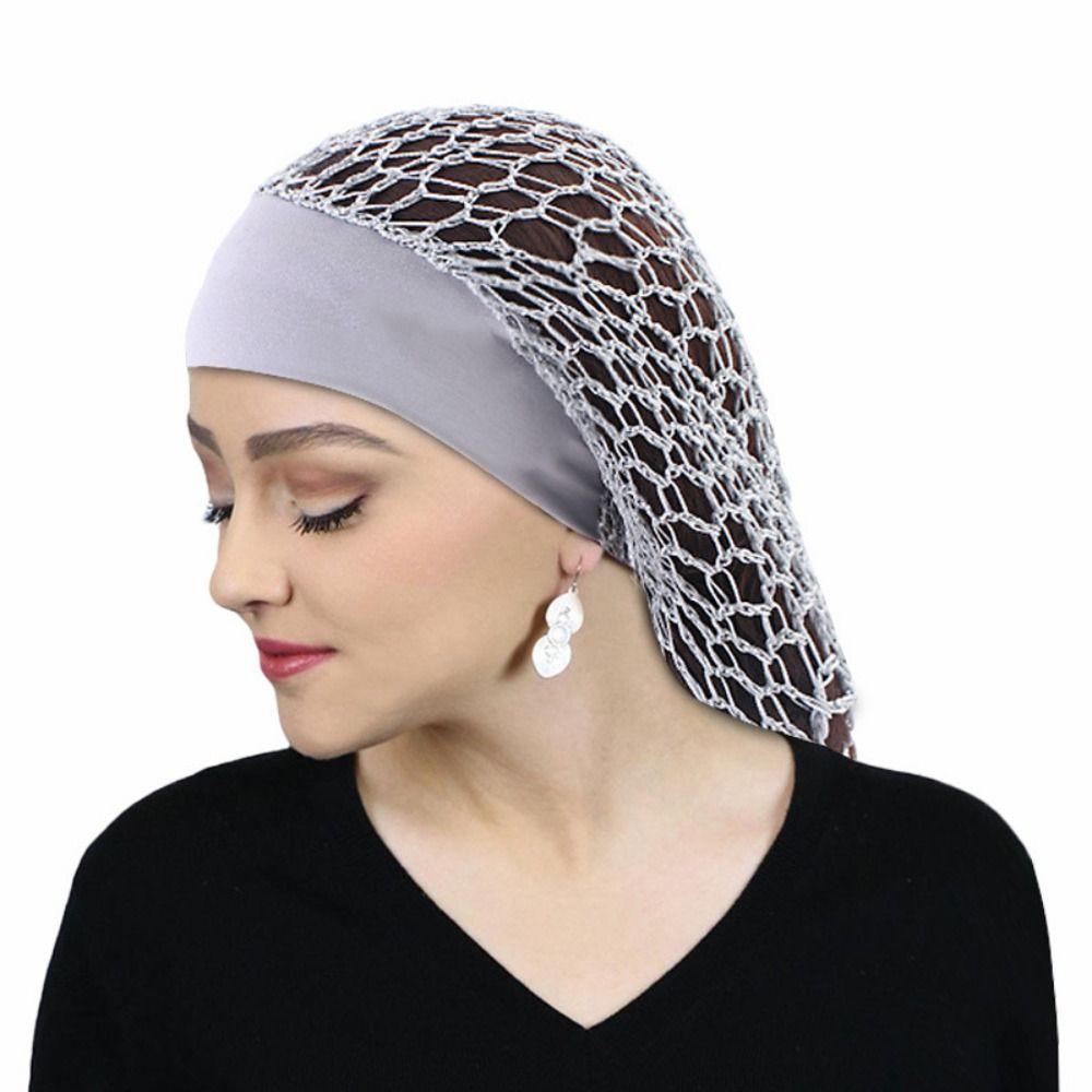 Wide Band Mesh Hair Net Night Cap Hair Care Sleeping Hat Fashion Crochet Hair Snood Women