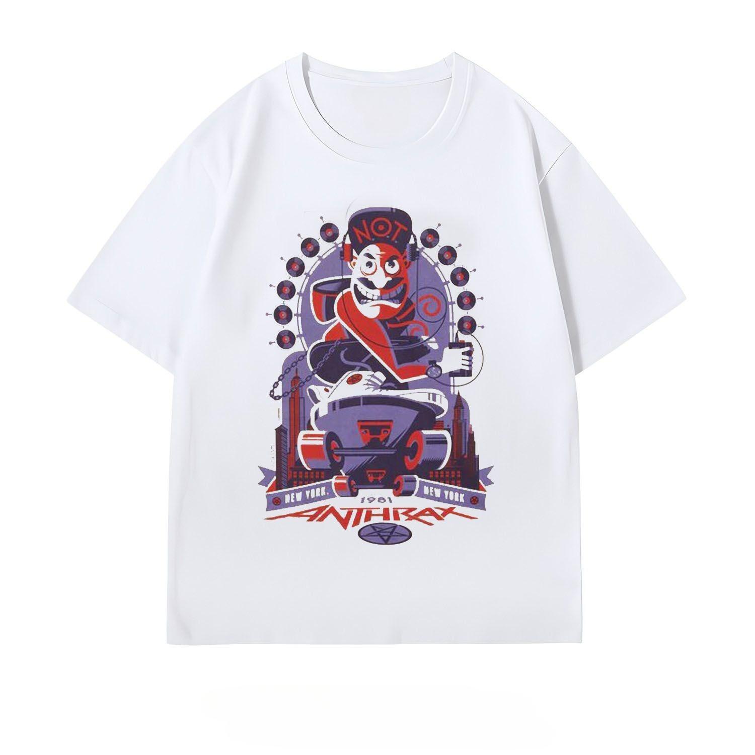 

Shortsleeved Tshirt Anthrax Rock Band Vintage Roundneck Halfsleeve Shirt Tee M