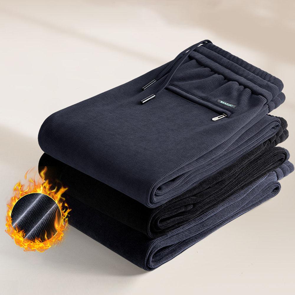 Men's Oversized Formal Plus Velvet Thick Corduroy Casual Fleece Pants Sweatpants Track Pants Drastring Blazer Trousers Suit Panats For Men