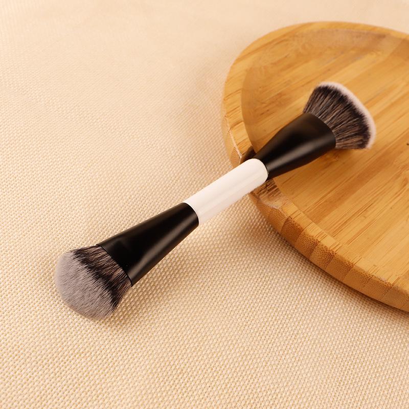 F4 Doppelseitiger Foundation-Gesichtspinsel Doppelseitiger Puder-, Rouge- und Foundation-Kontur-Make-up-Pinsel