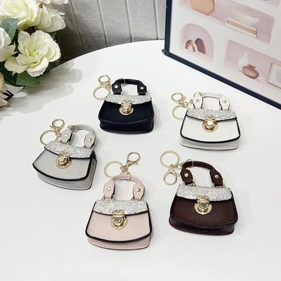 Elegant Diamond Mini Bag Charm: High-End Versatile Keychain and Earphone Pendant