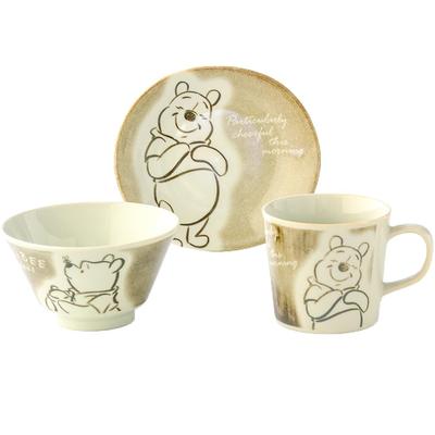 Disney Winnie Puuh, ovaler Teller, kleine Schüssel, Becher, 3-teiliges Set, mikrowellen- und spülmaschinenfest, Time for Honey-Geschirrset, Geschenk, hergestellt in Japan, „Winnie