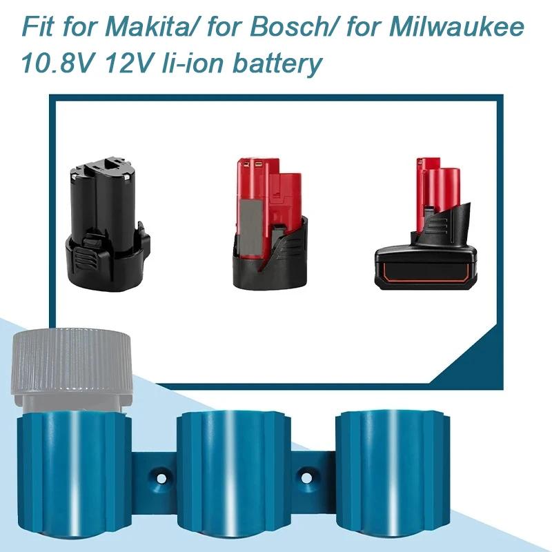 Wall-Mounted Battery Holder Tool Holder With Screws For Makita/Milwaukee/Bosch 10.8V 12V Battery and Tool Storage Rack