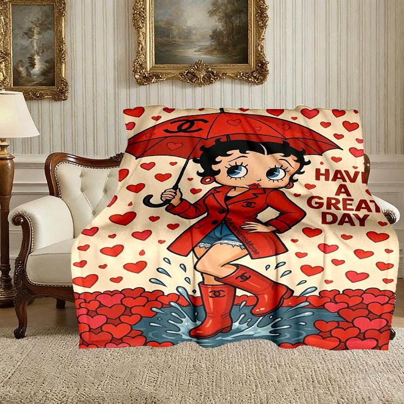 1pc Cozy Print Blanket, Betty Boop Blanket Appropriate for Home Picnic and Travel Adventures