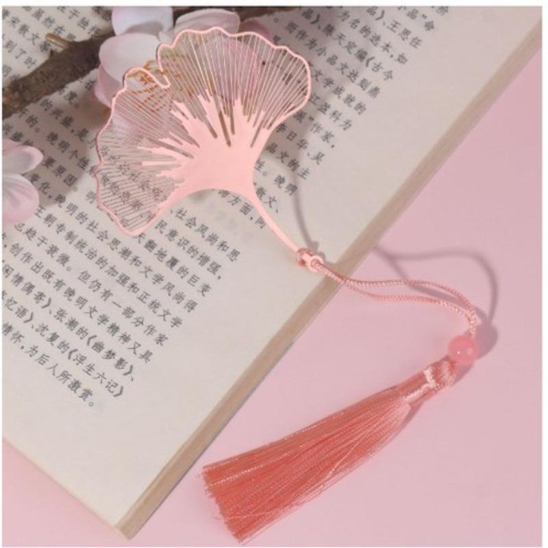 1Pc Golden Retro Art Metal Plant Vein Bookmark with Tassel Reading Book Accessories Index Tab Fringe Gift for Teachers Students