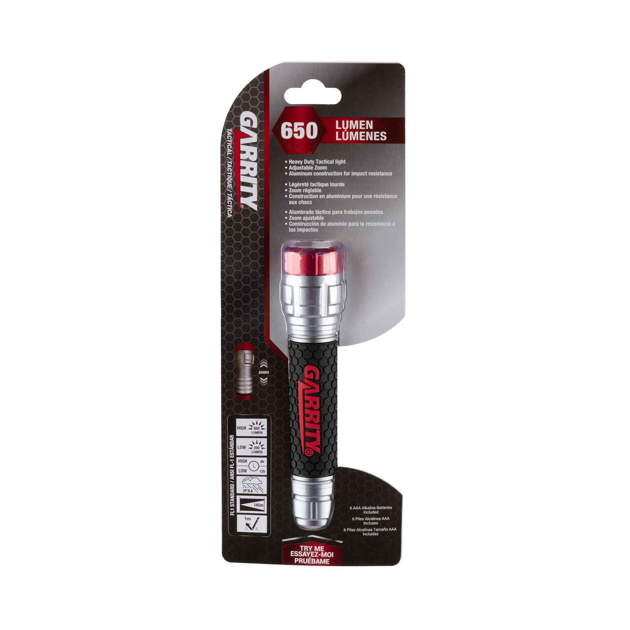 

Garrity GA8014 Garrity 650lm Tactical Flashlight Silver