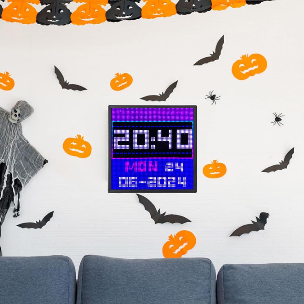Pixel Digital Photo Frame Wall Mount Desktop 64x64 LED Panel Display Frame with APP for Game Room Decor