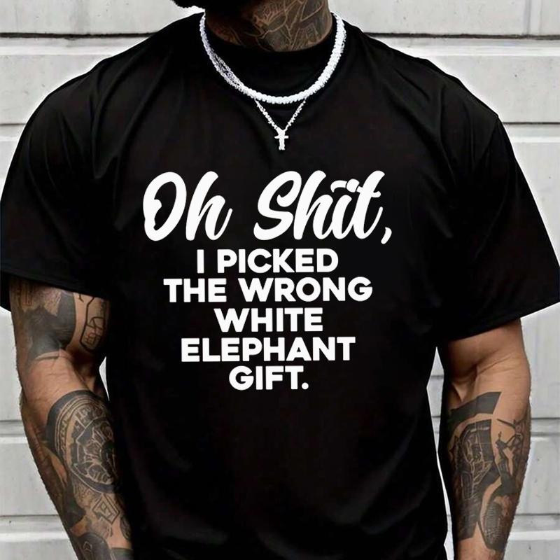 White Elephant Gift T-Shirt Fans Motorcycle Summer Men Short Sleeve Printing O-Neck T Shirt
