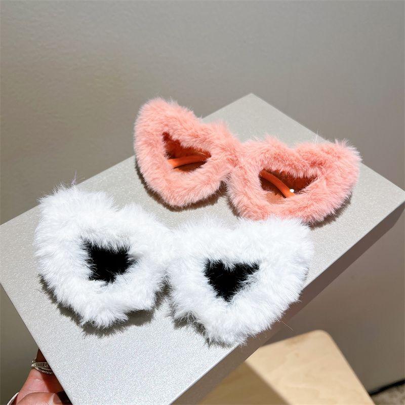 Street Catwalk Fashion Glasses Plush Love Sunglasses Peach Heart Dance Party Funny Heart Sunglasses