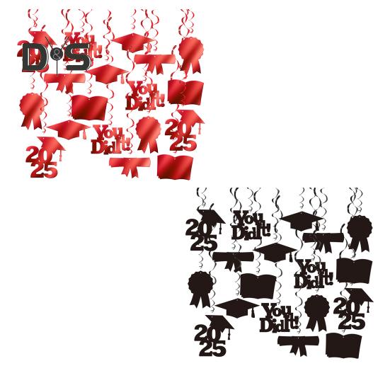 Hängende Wirbel-Dekorationen für Abschlussfeiern, Abschlussklasse 2025, Glückwunsch-Absolventenbedarf für die Decke des Klassenzimmers, Heimdekoration