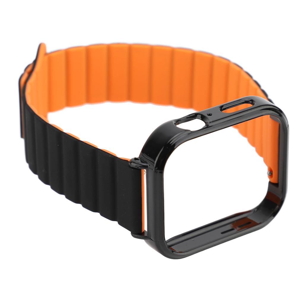 Silicone Loop Magnetic Watch Band with Black Case Replacement Watch Strap Quick Release Smartwatch