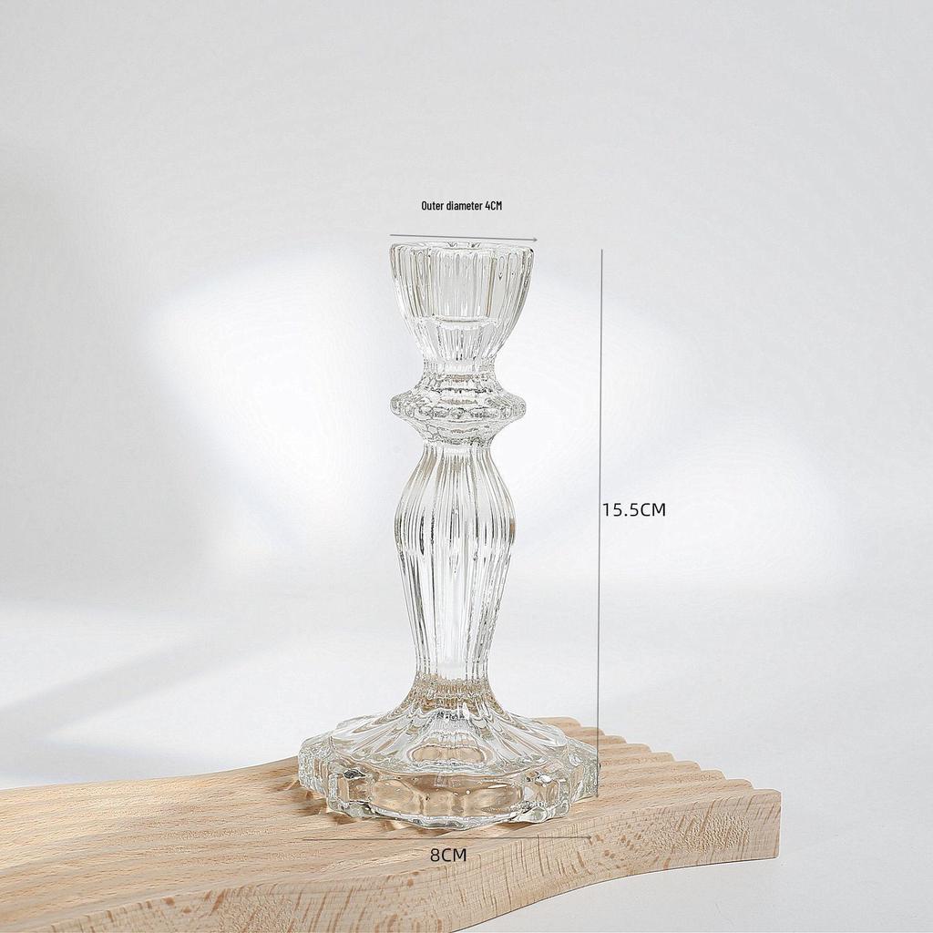 Castiçal de Vidro Transparente Canelado para Aromaterapia e Decoração de Fotografia