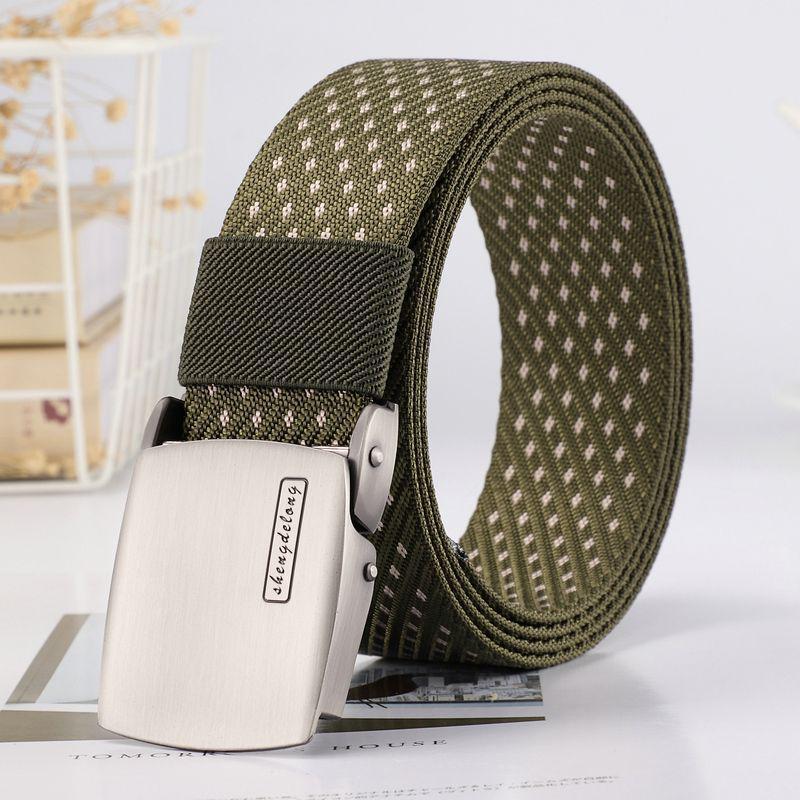 Men's Canvas Belt with Automatic Smooth Buckle - Casual Korean Style for Workwear, Students, and Outdoor Activities