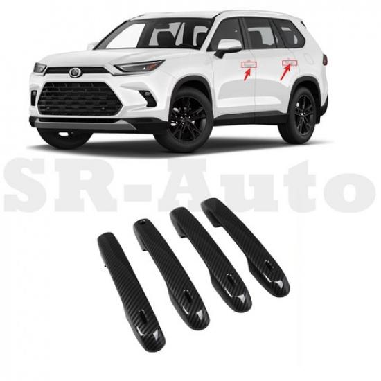 For 2024-2025 Toyota Grand Highlander Door Handle Cover Trims Carbon Fiber Black