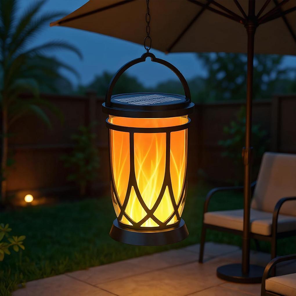 New Solar Flame Light Outdoor IP65 Waterproof Landscape Lamp Hanging Camping Lights for Courtyard Garden Flickering Flame Decor