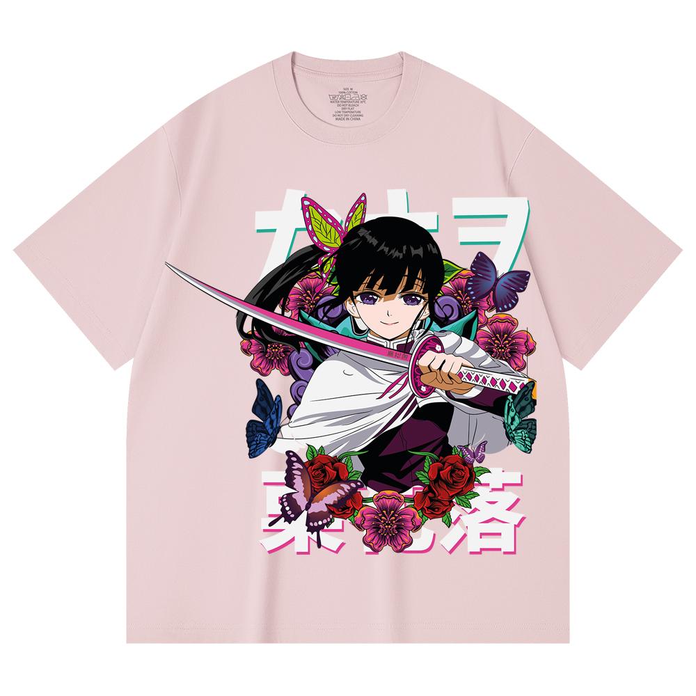 230 Gsm 100% Cotton Demon Slayer V99 Kanao Print Unisex Heavy Cotton T Shirt