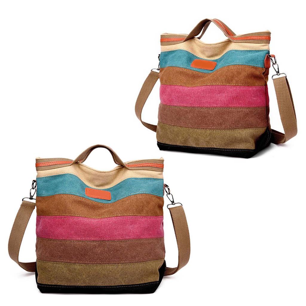 Multicolor Canvas Bag Fashionable Comfortable Casual Large Capacity Crossbody Bag for Women Female Multicolor Free Size