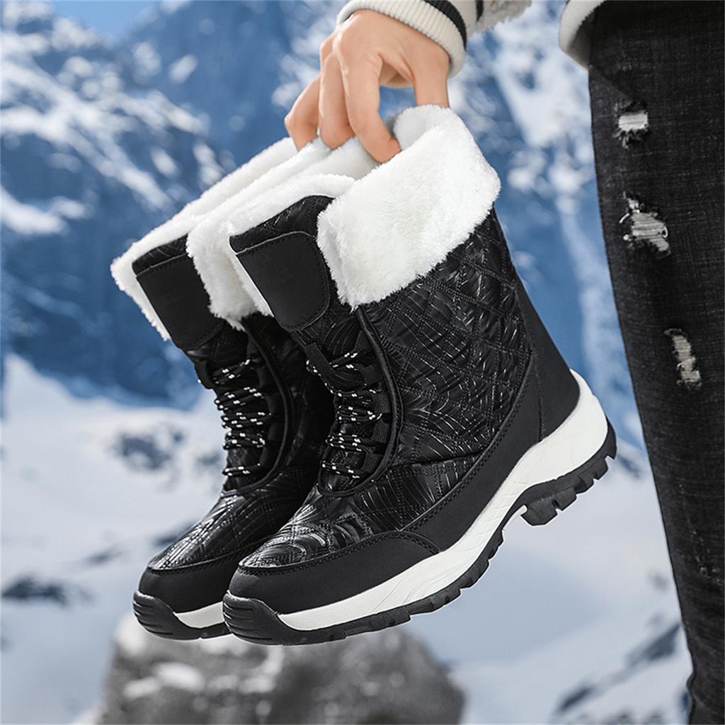 TUINANLE Winter Thick Women's Snow Boots Warm Plush Mid-calf Boots Non Slip Platform Snow Boot Casual Female White Shoes