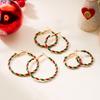 Christmas Colorful Hoop Earrings for Women Minimalist Red Green Twist Round Circle Earring Girls New Year Festival Jewelry Gifts