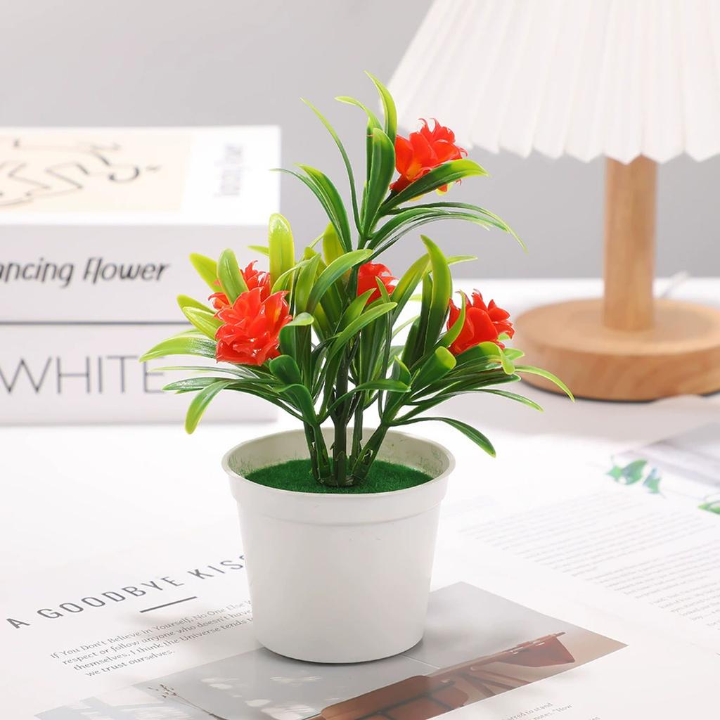 Artificial Potted Plant Decorative Tabletop Fake Flower Arrangement Indoor Home Office Desk Greenery Landscape Faux Botanical Ornament